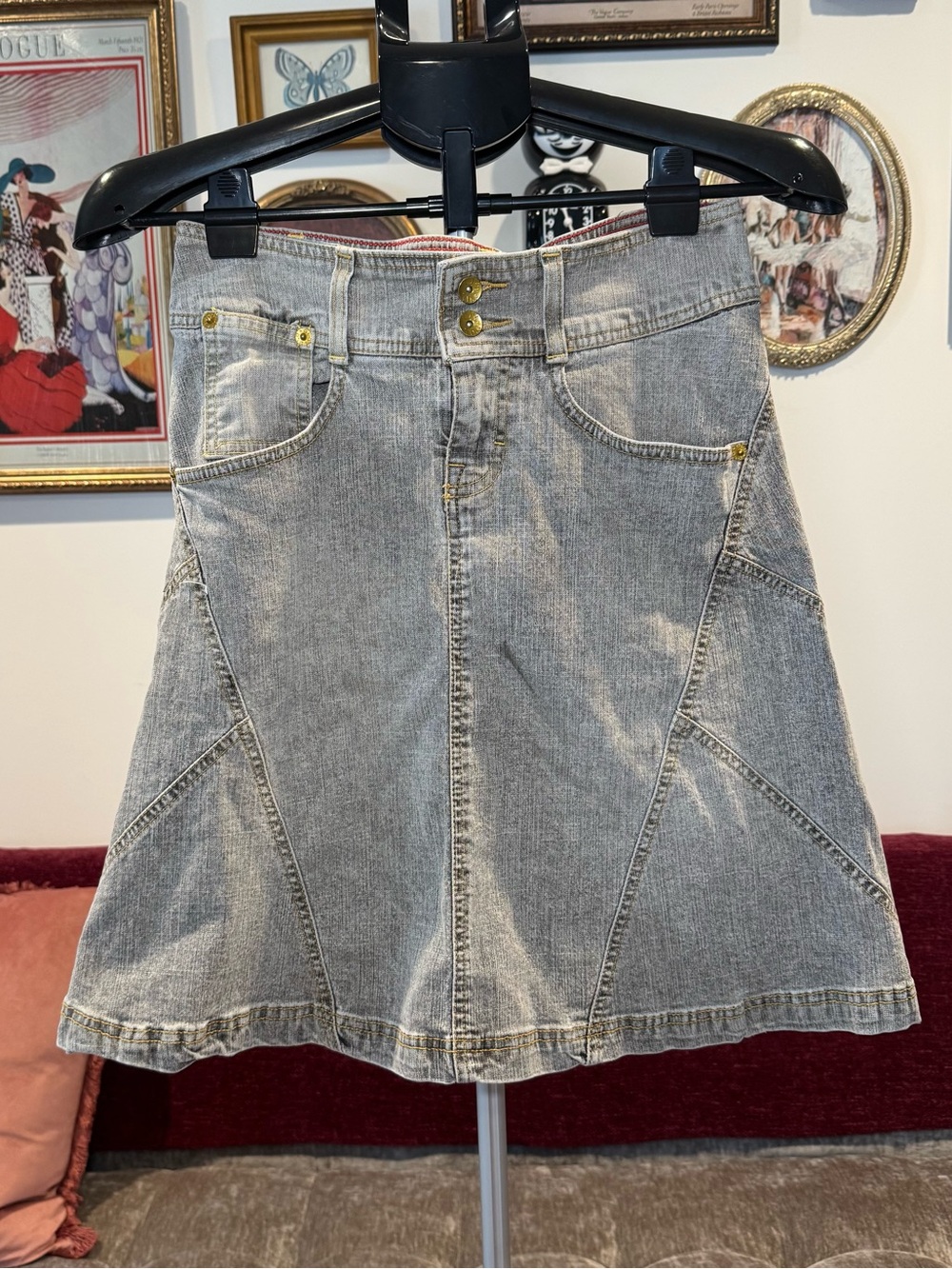 Women’s Faded Denim Midi Skirt